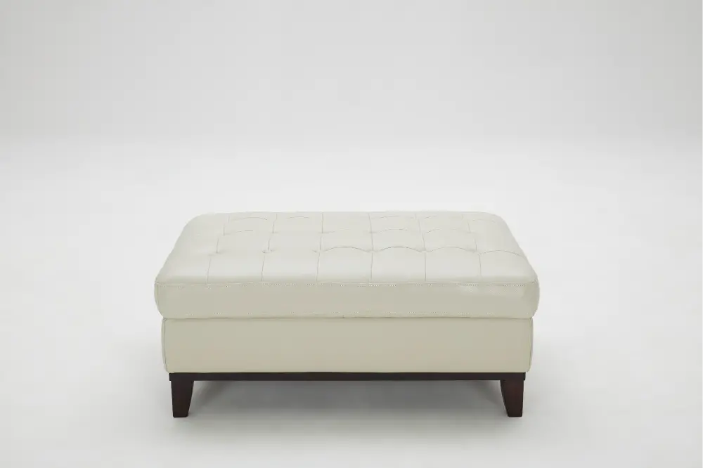 Contemporary Taupe Leather Ottoman - Nigel-1