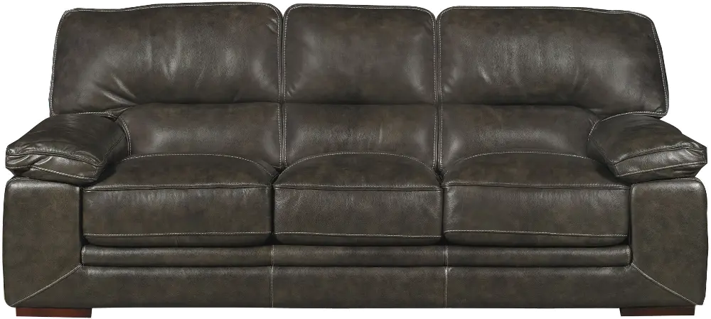 Casual Contemporary Graphite Gray Leather Sofa - Sanibel -1