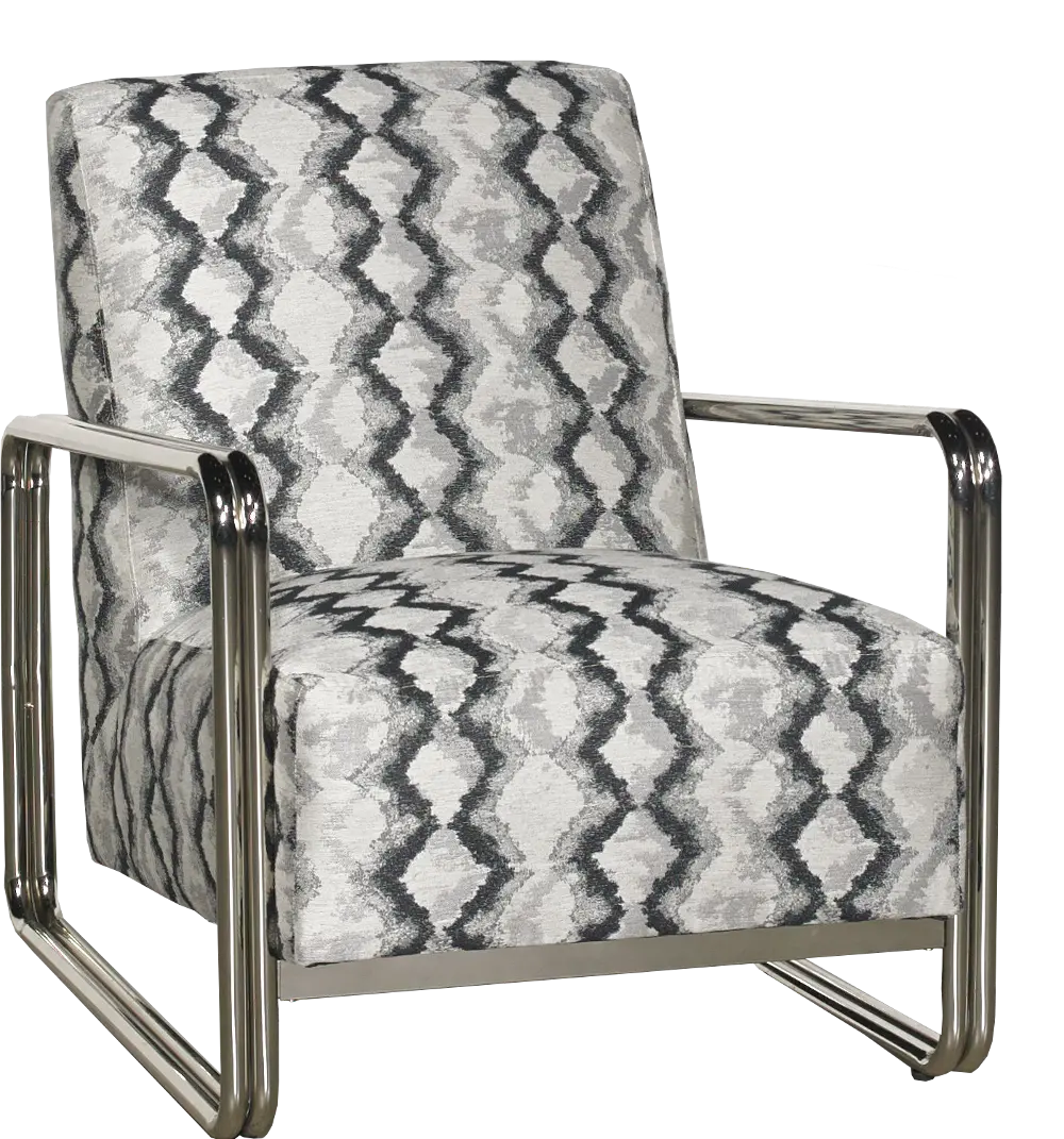 070-57 Gray and Silver Modern Accent Chair-1