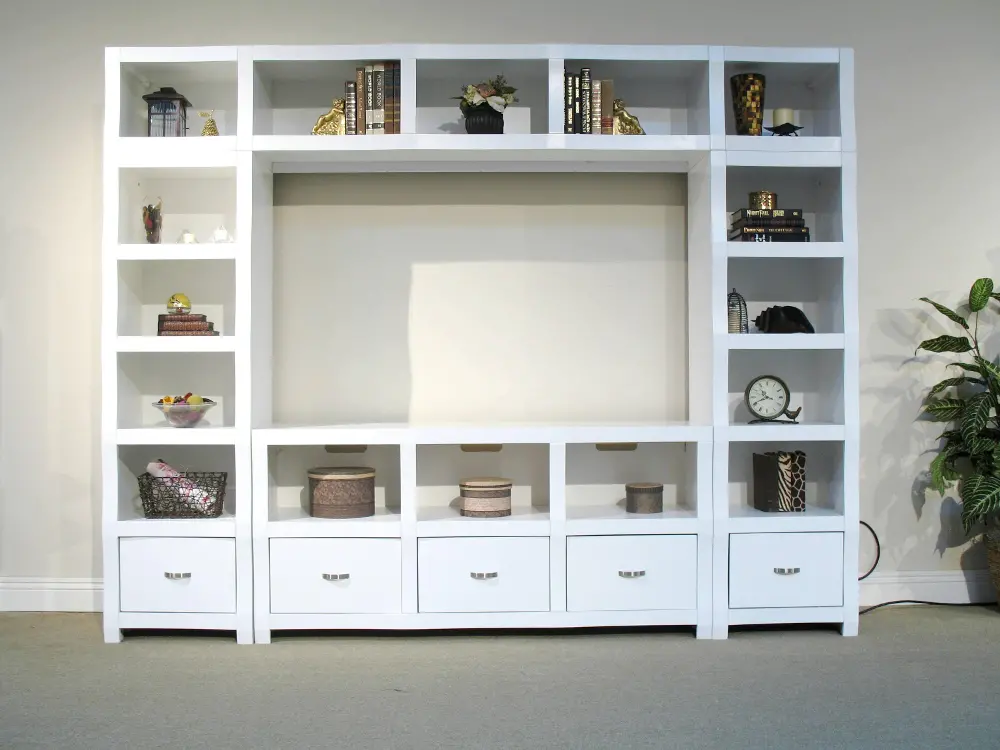 4 Piece Modern White Cubic Entertainment Center-1