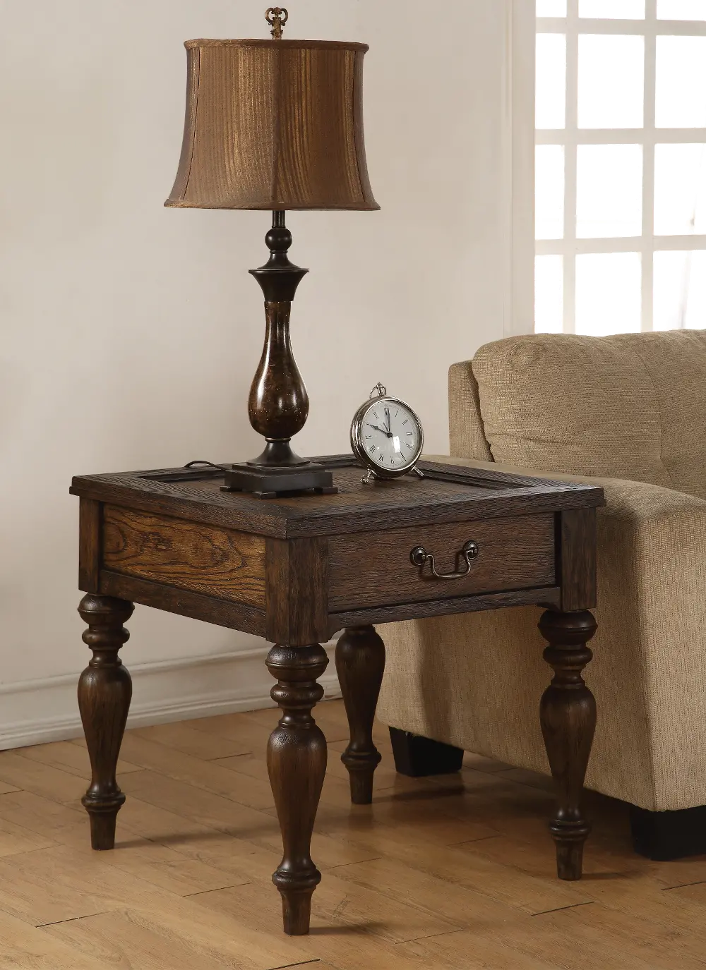 Weathered Oak Brown End Table - Bordeaux-1