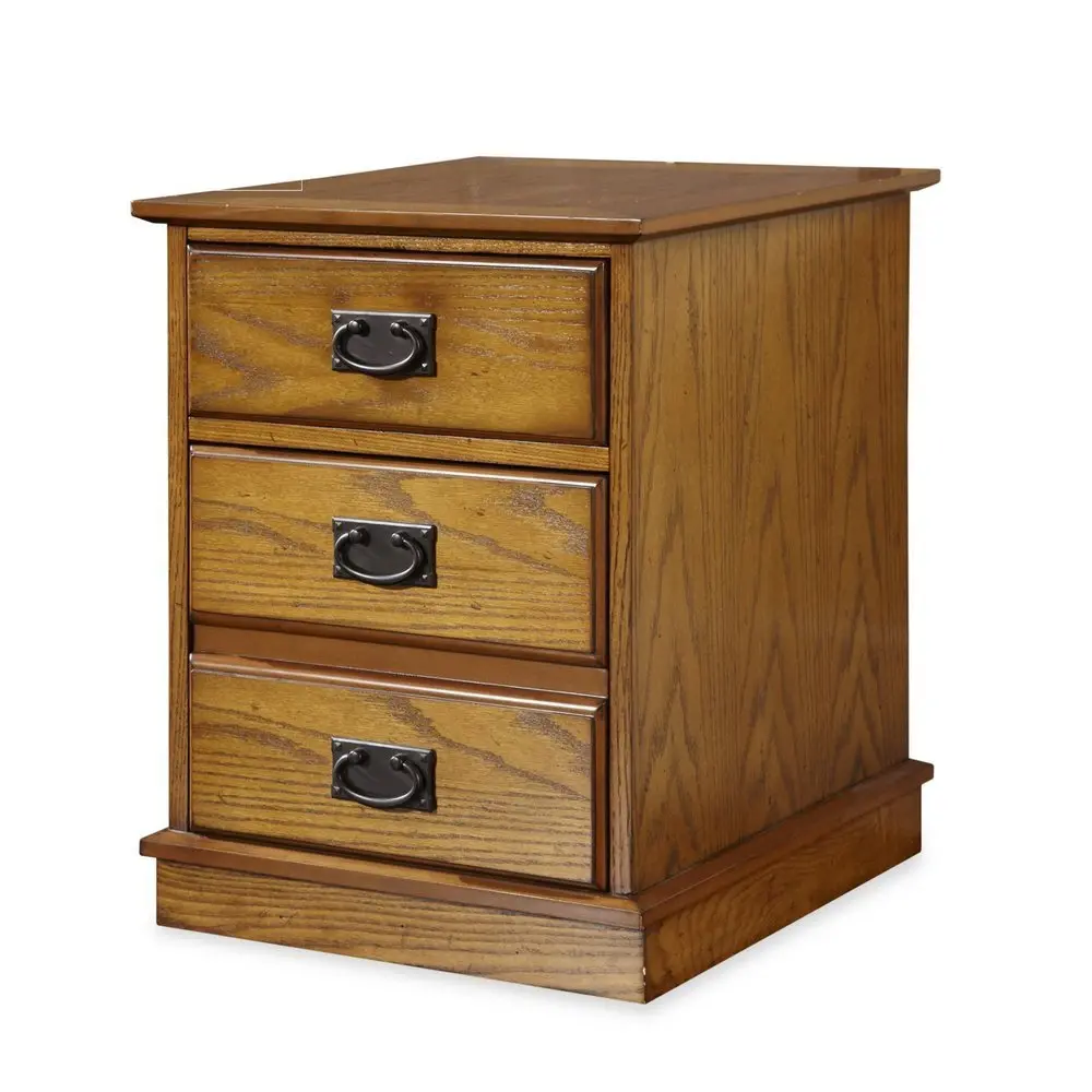 5050-01 Oak 2 Drawer Mobile File Cabinet- Modern Craftsman-1