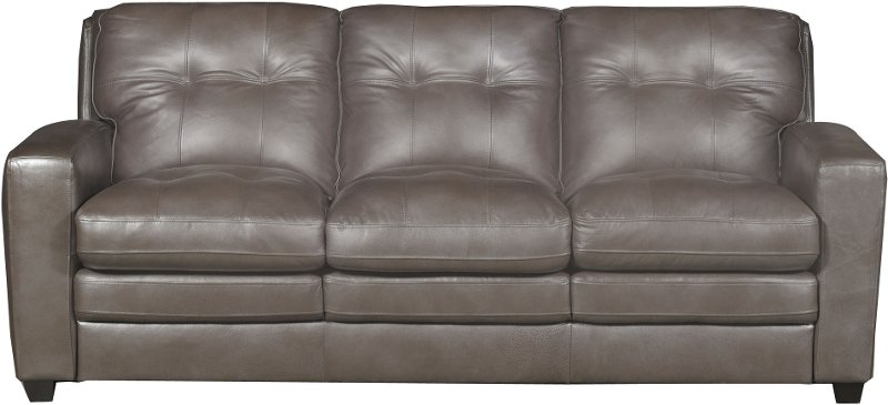 Roland Contemporary Bronze Leather Sofa, Contemporary Grey Leather Sofa