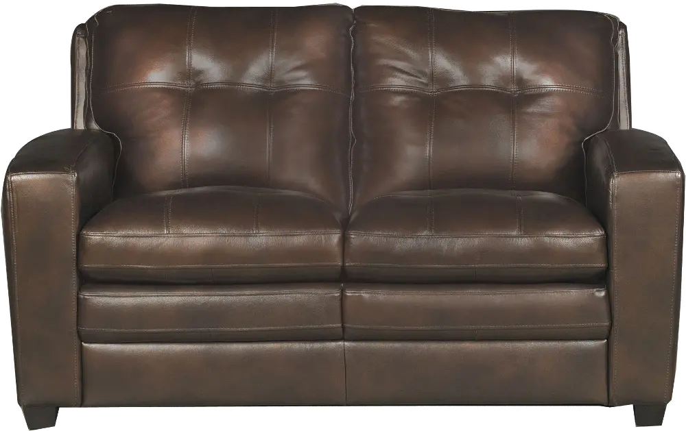 Roland Mahogany Brown Leather Loveseat-1