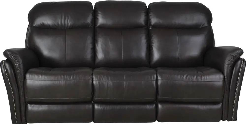 Walnut Brown Leather-Match Power Reclining Sofa - Graham -1