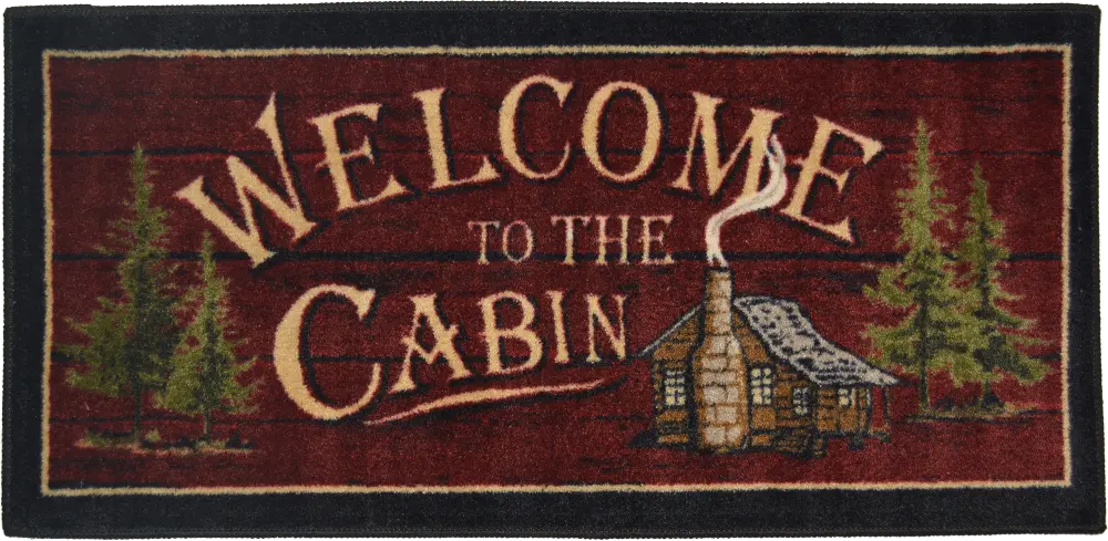 2 x 4 X-Small Welcome To The Cabin Red Area Rug - Cozy Cabin-1