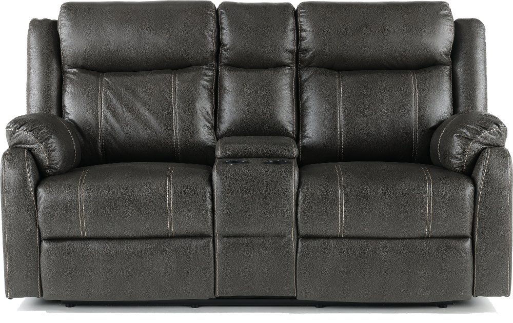 Domino Gray Reclining Loveseat with Console