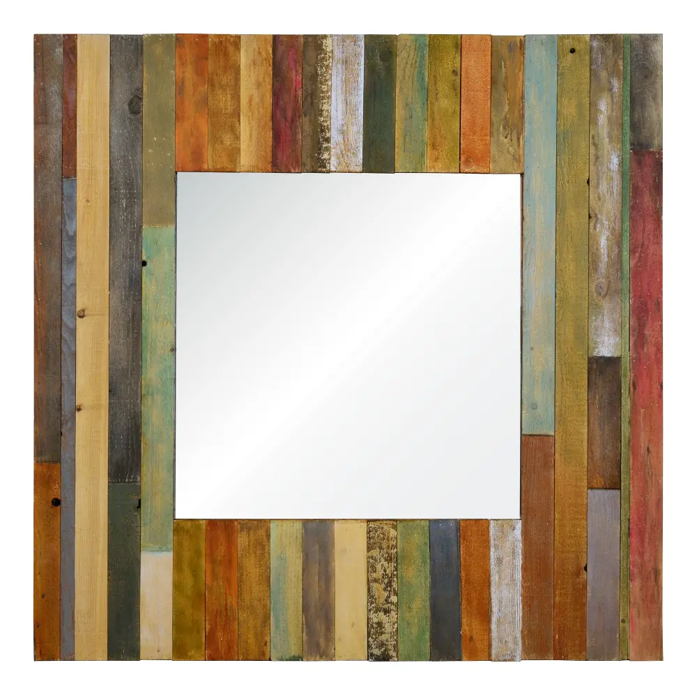 Multi-Color Wood Framed Mirror-1