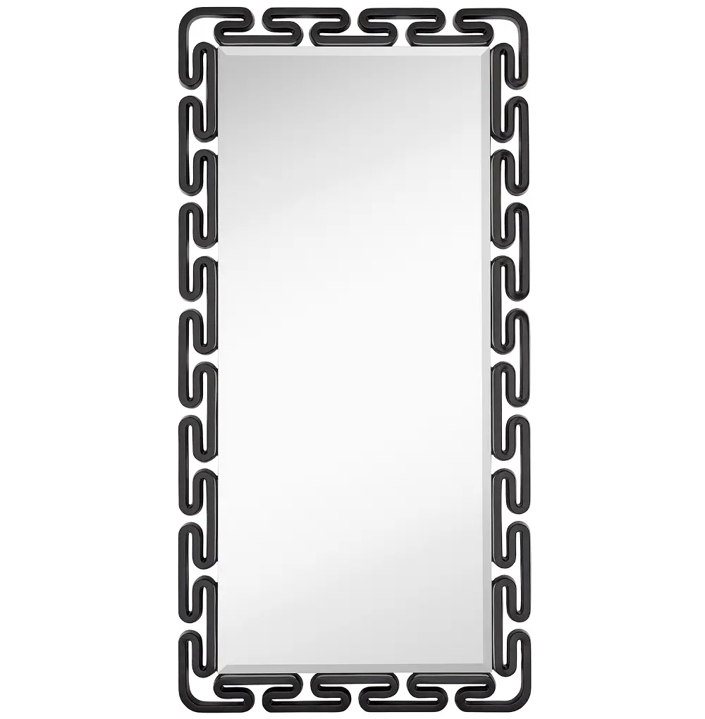 Black Lacquer Beveled Leaner Mirror-1