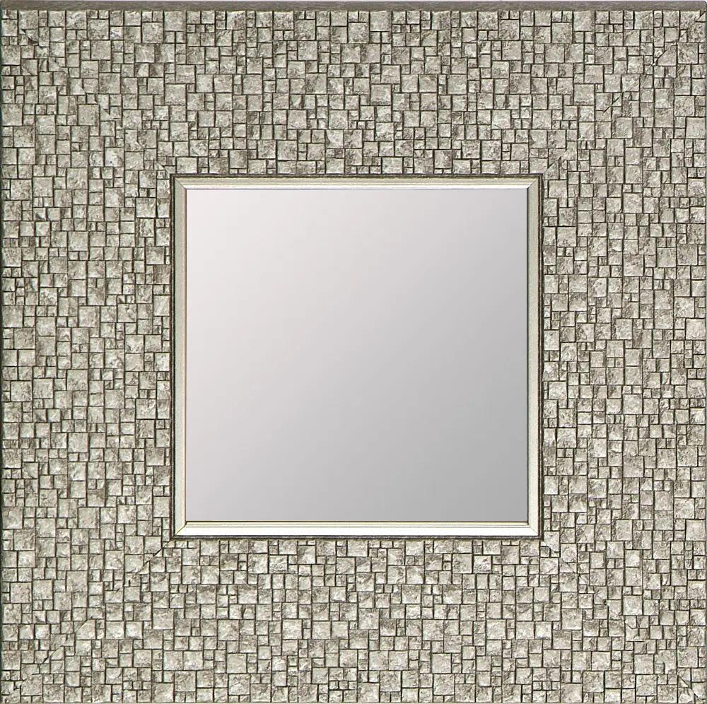 Square Textured Silver Framed Mirror-1