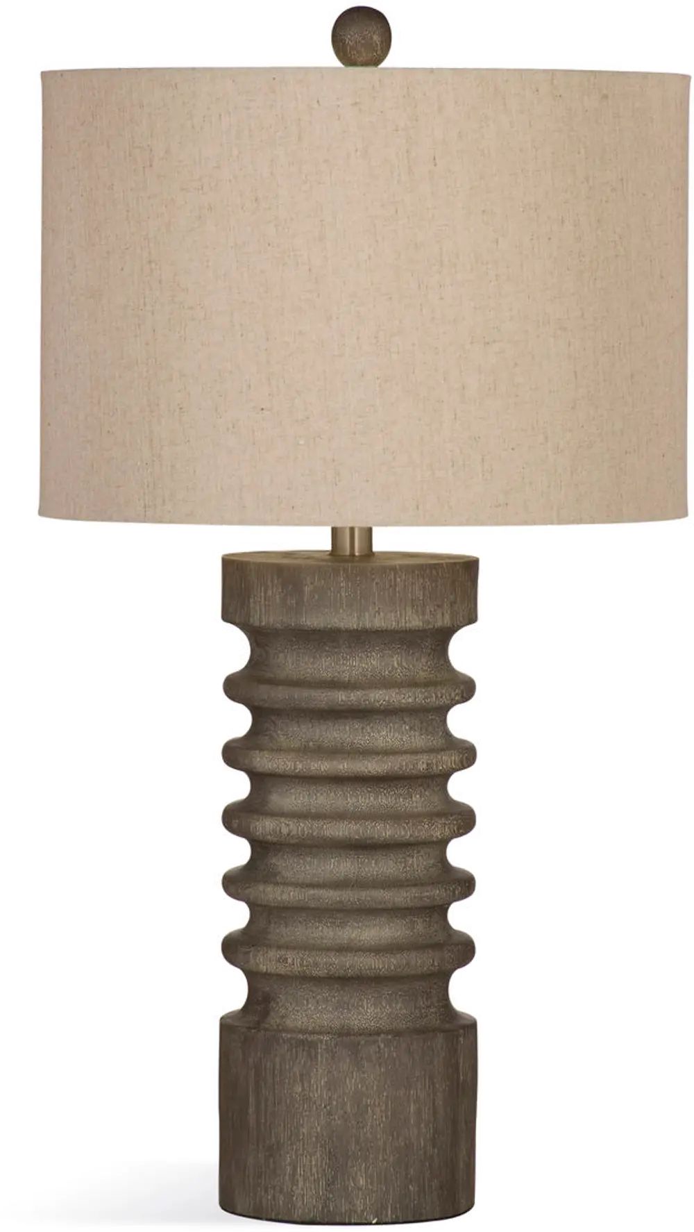Gray Wash Turned Wood Table Lamp-1