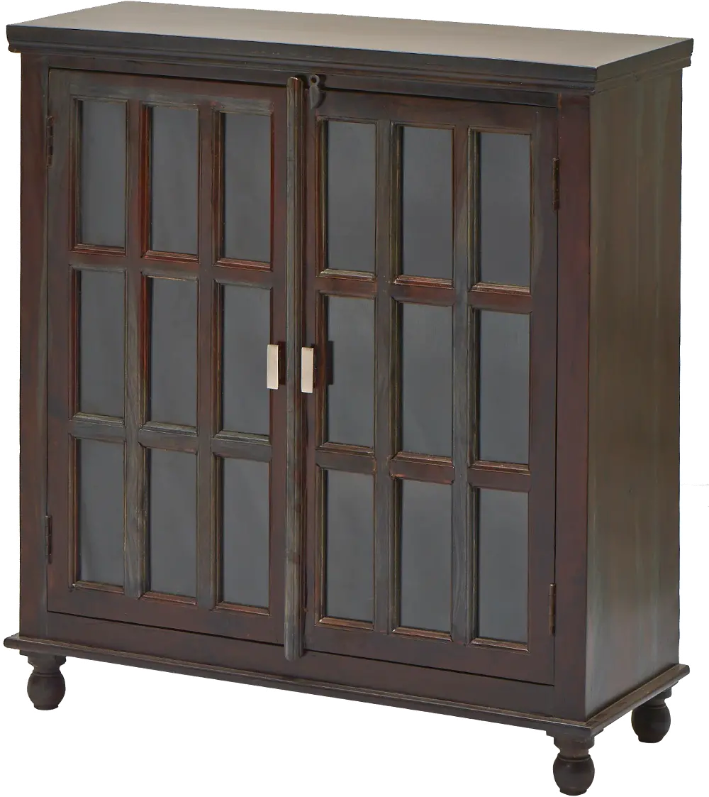 Brown Glass Paneled Sideboard-1