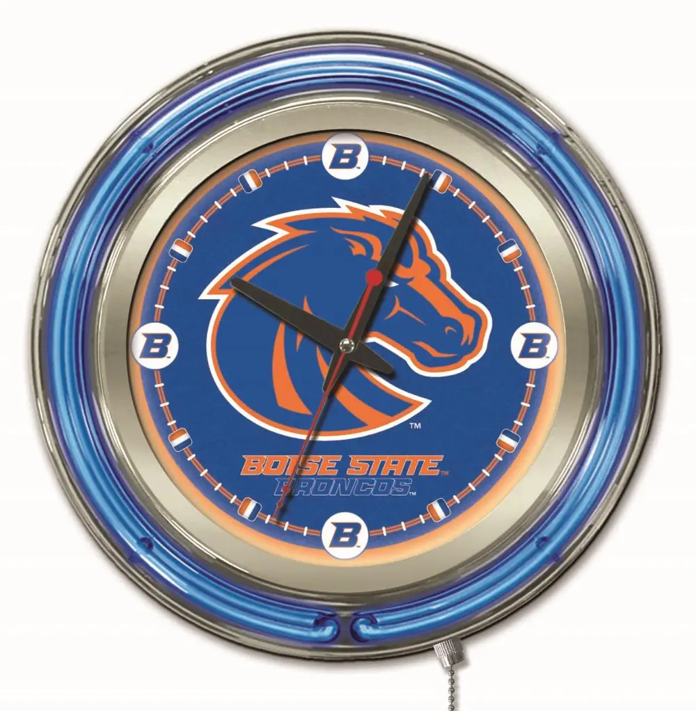 Boise State 15 Inch Double Ring - Neon Logo Clock-1