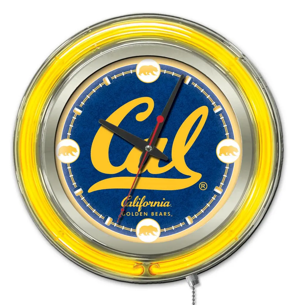 CAL 15 Inch Double Ring - Neon Logo Clock-1