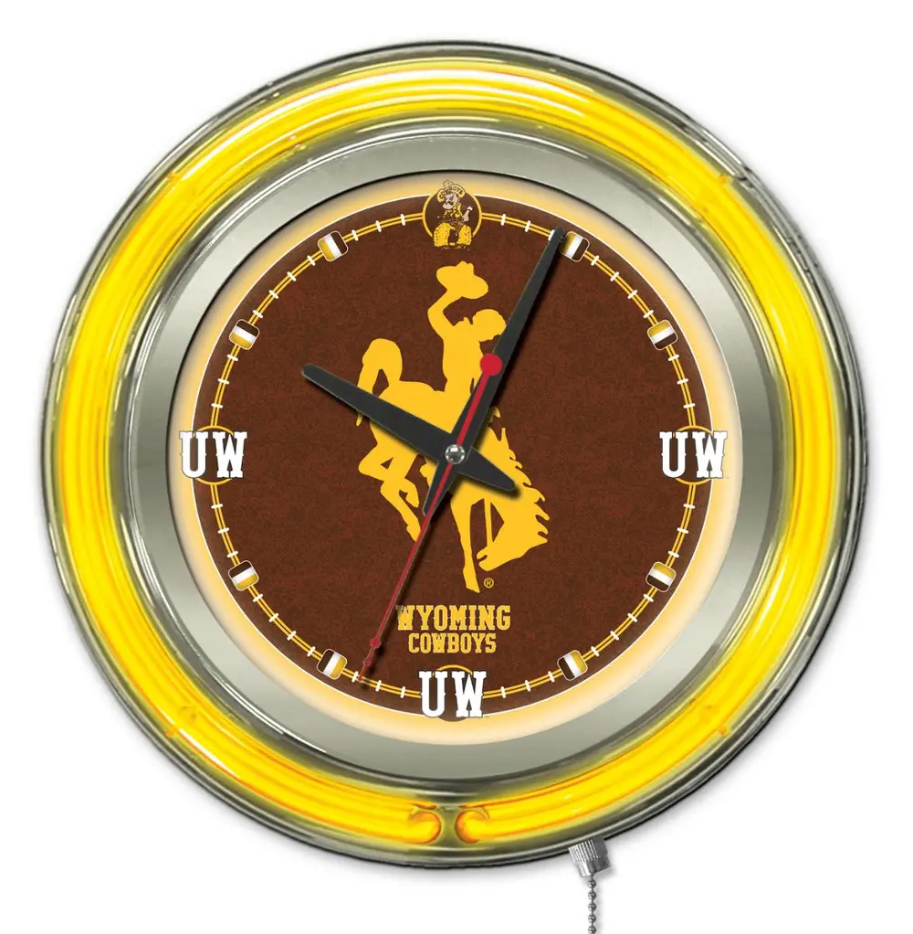 Wyoming 15 Inch Double Ring - Neon Logo Clock-1