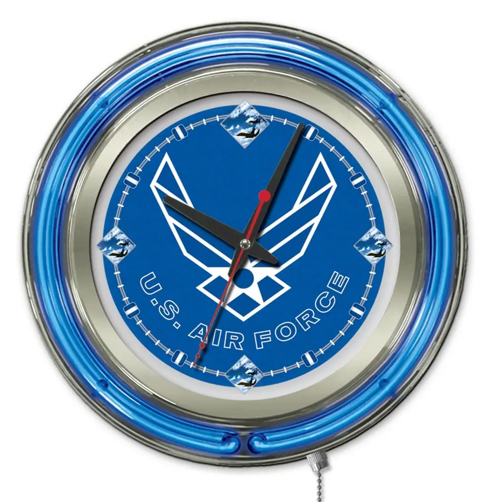 Air Force 15 Inch Double Ring - Neon Logo Clock-1