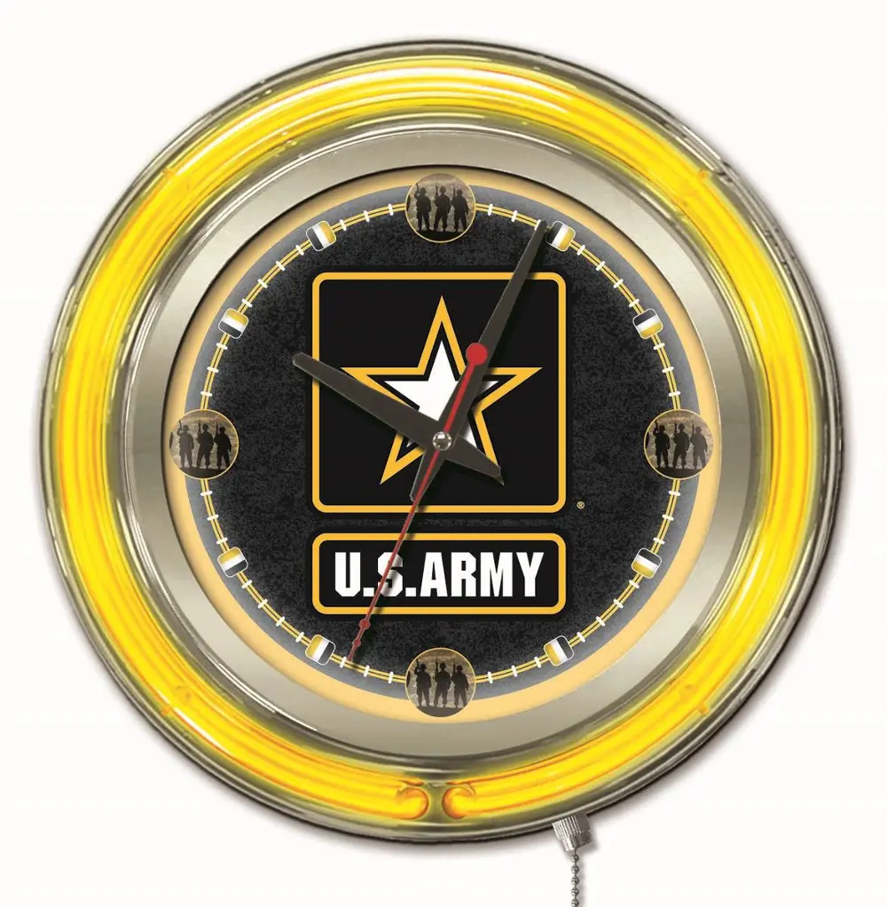 U.S. Army 15 Inch Double Ring  - Neon Logo Clock-1