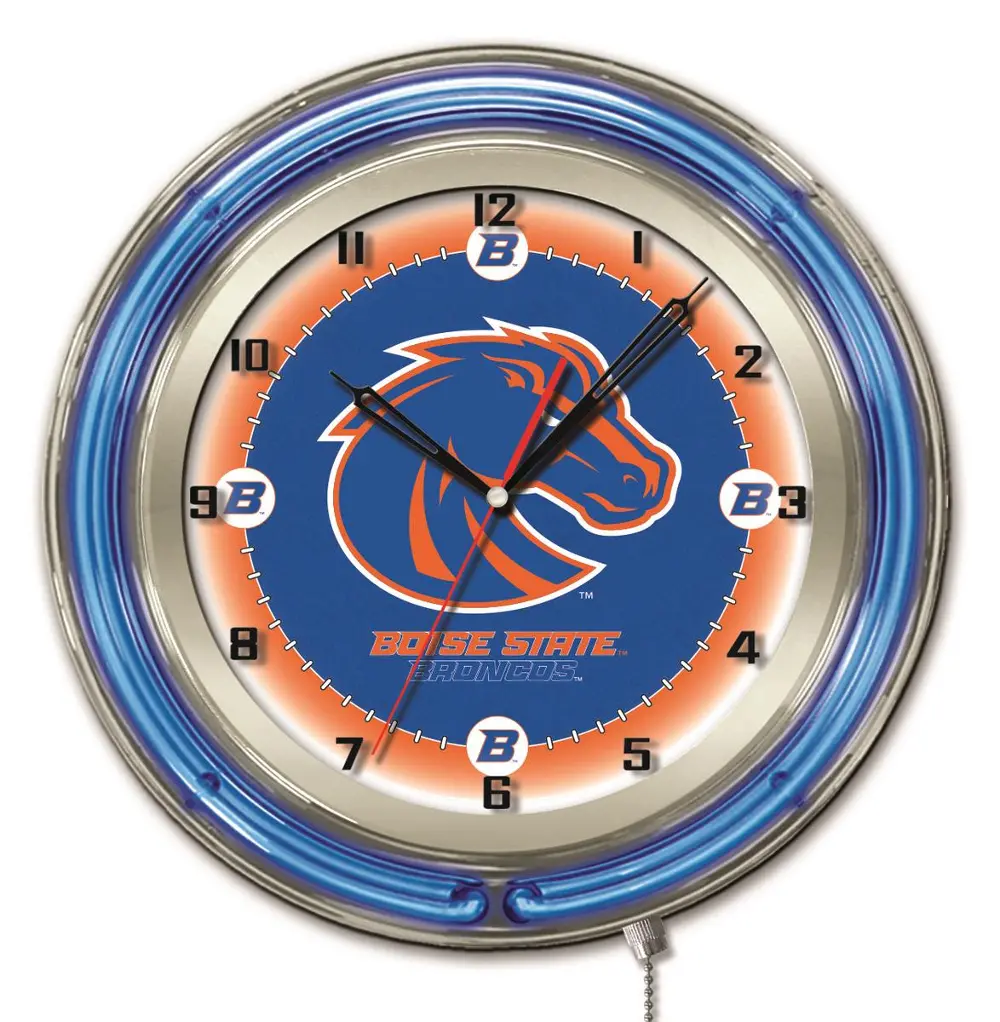 Boise State 19 Inch Double Ring - Neon Logo Clock-1