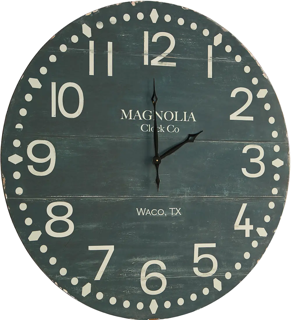 Magnolia Home Furniture Antique Black Plank Face Wooden Wall Clock-1