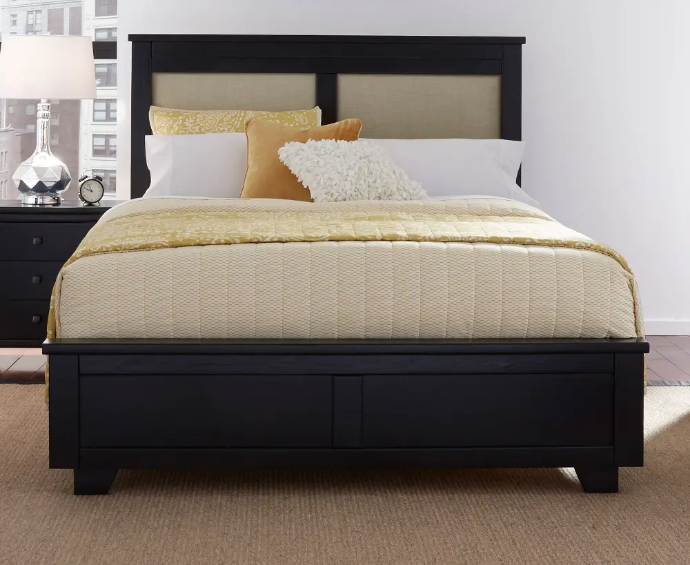 Black Classic Contemporary Upholstered Full Bed - Diego-1