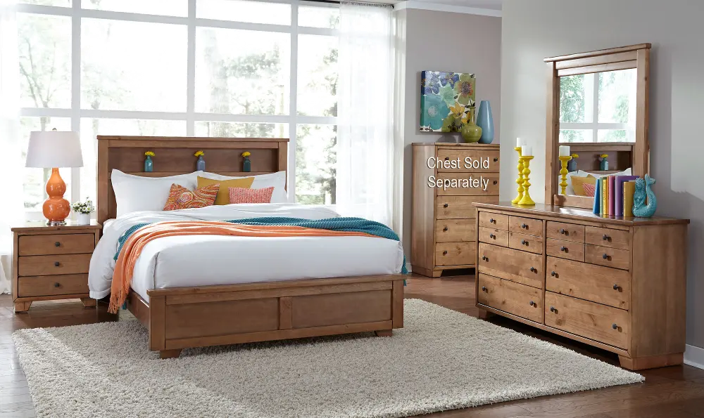 Dune Pine Casual Contemporary 4 Piece King Bedroom Set - Diego-1