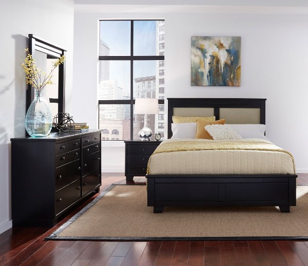 Browse Full Size Bed Sets Rc Willey Furniture Black 4 Piece Full Upholstered Bedroom Set Go