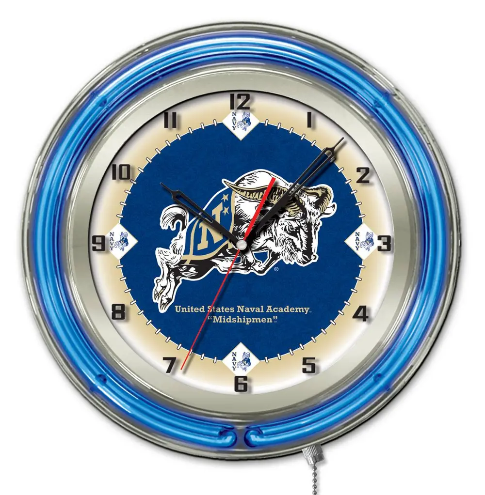 Naval Academy 19 Inch Double Ring - Neon Logo Clock-1