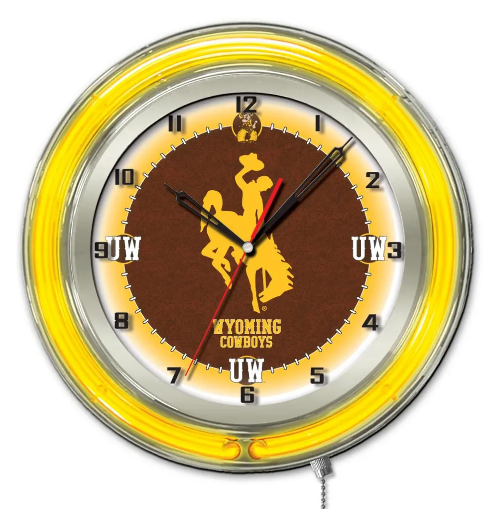 Wyoming 19 Inch Double Ring - Neon Logo Clock-1
