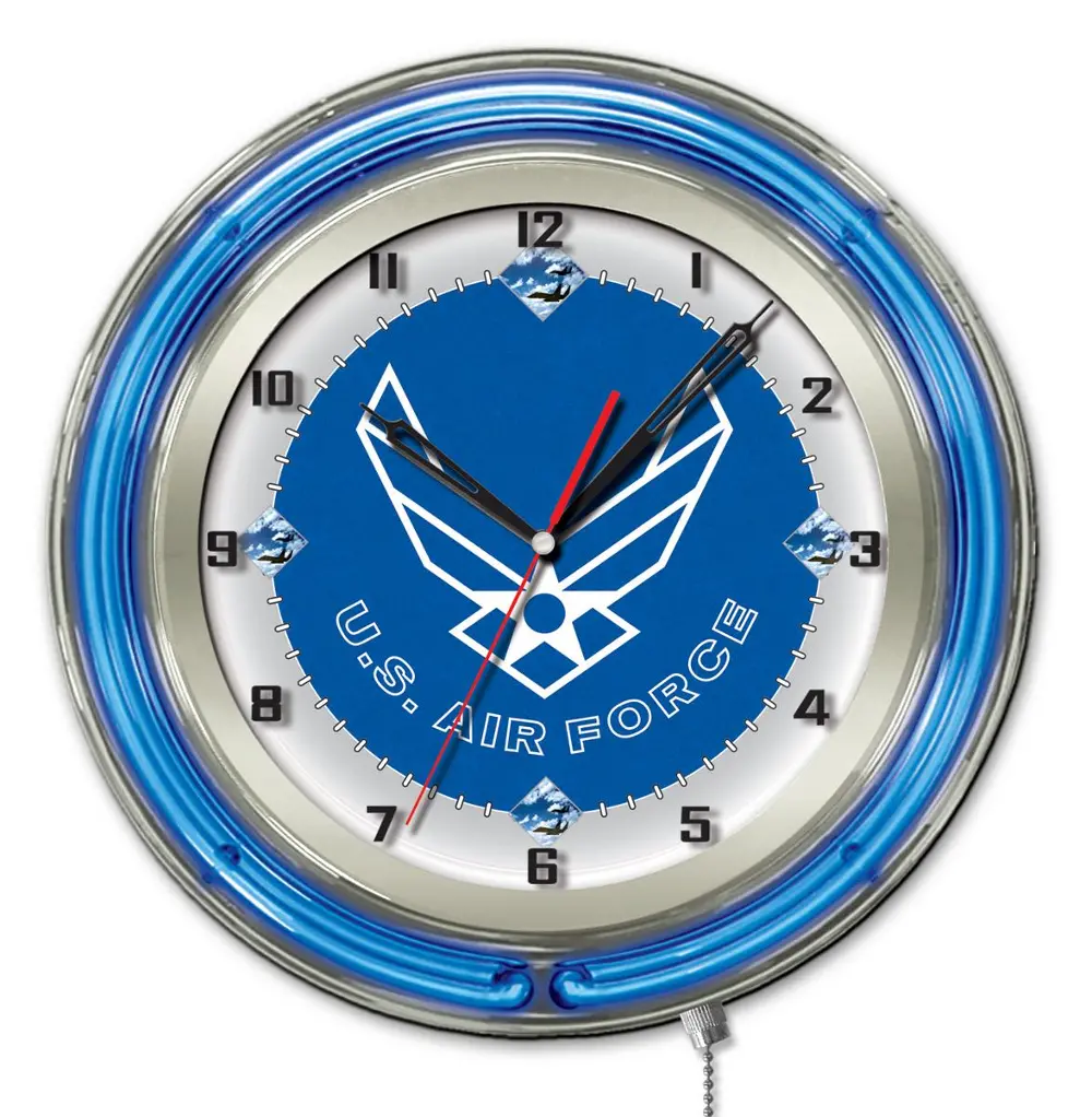U.S. Air Force 19 Inch Double Ring - Neon Logo Clock-1
