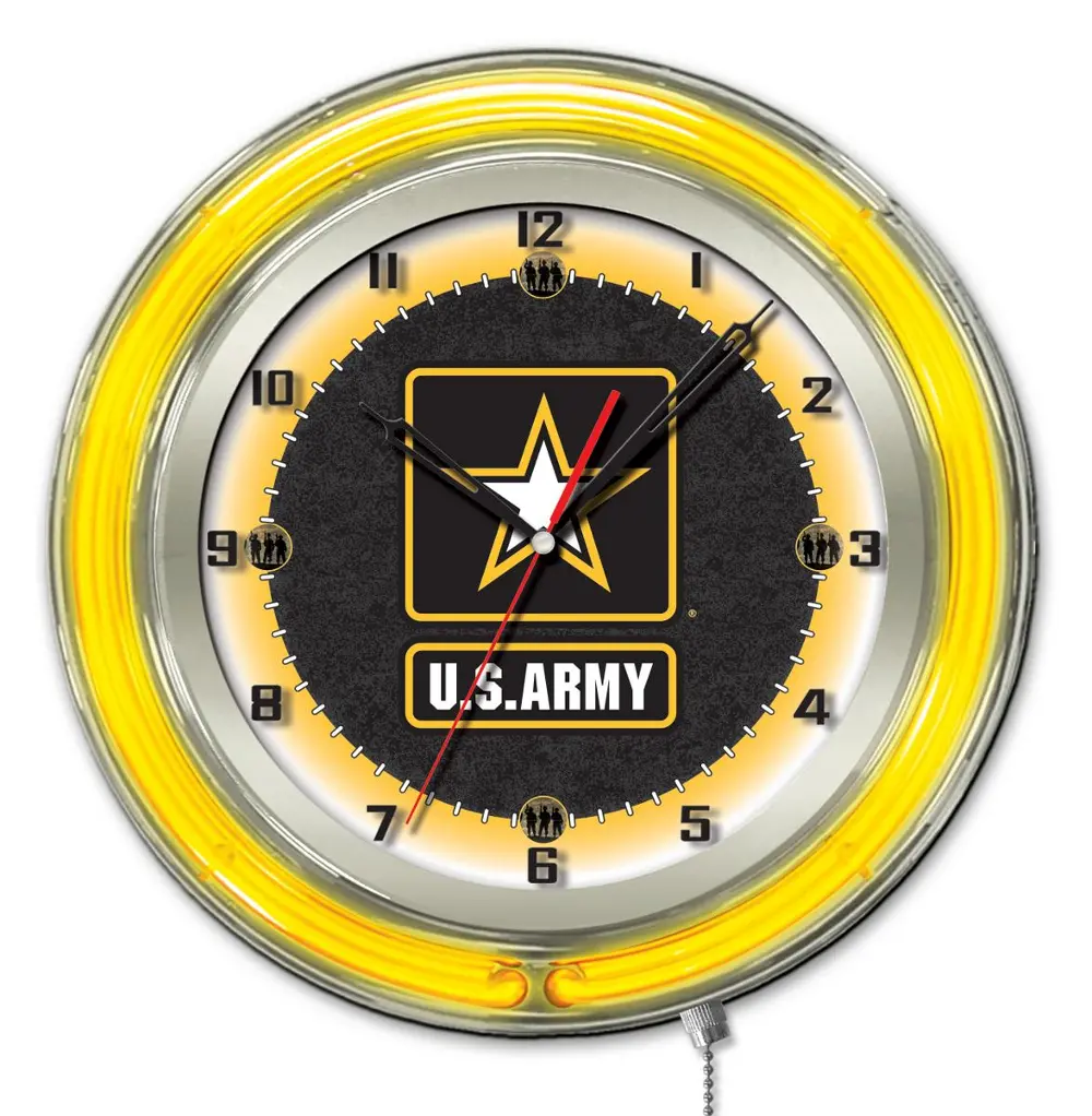U.S. Army 19 Inch Double Ring - Neon Logo Clock-1