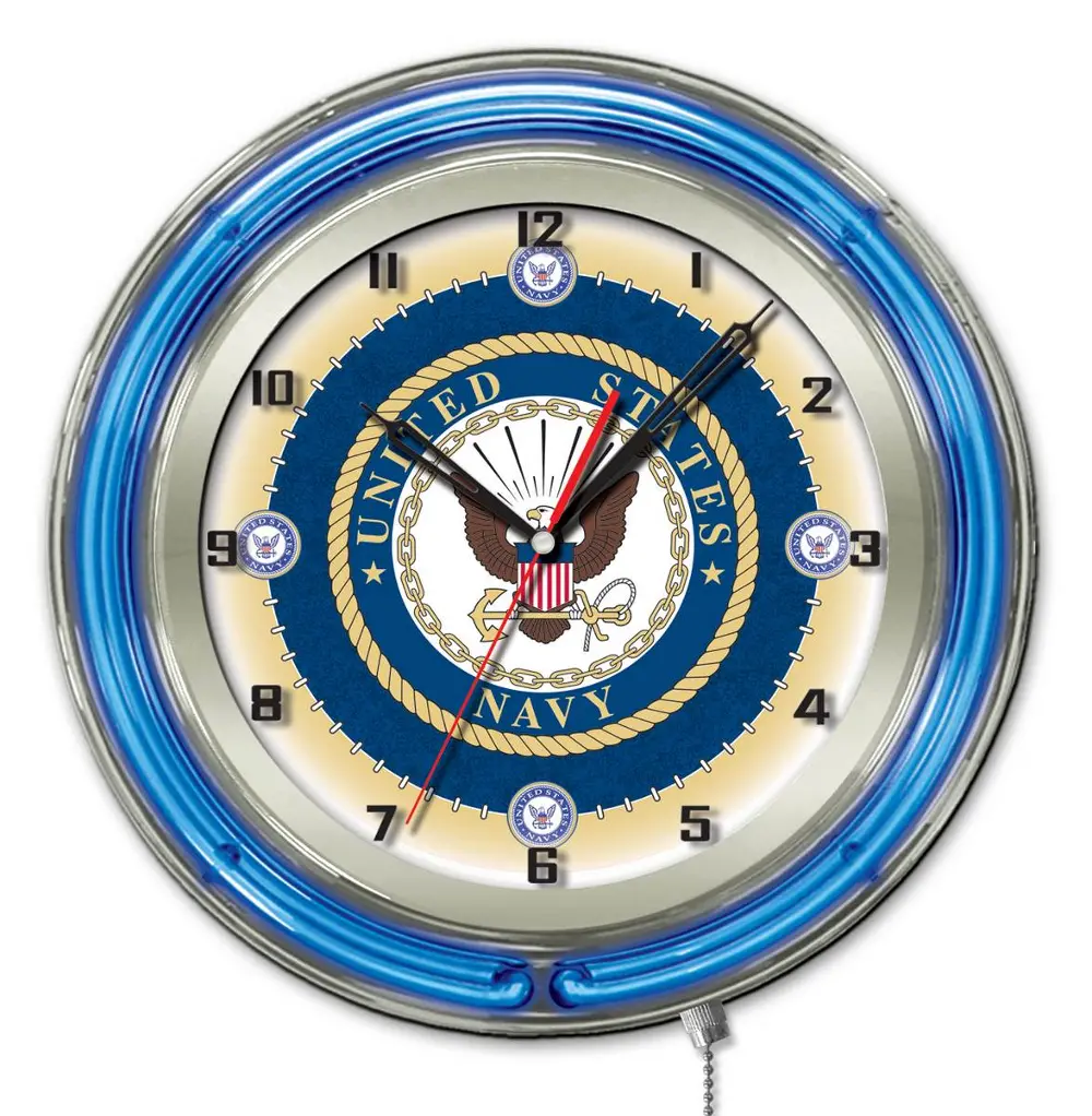 U.S. Navy 19 Inch Double Ring - Neon Logo Clock-1