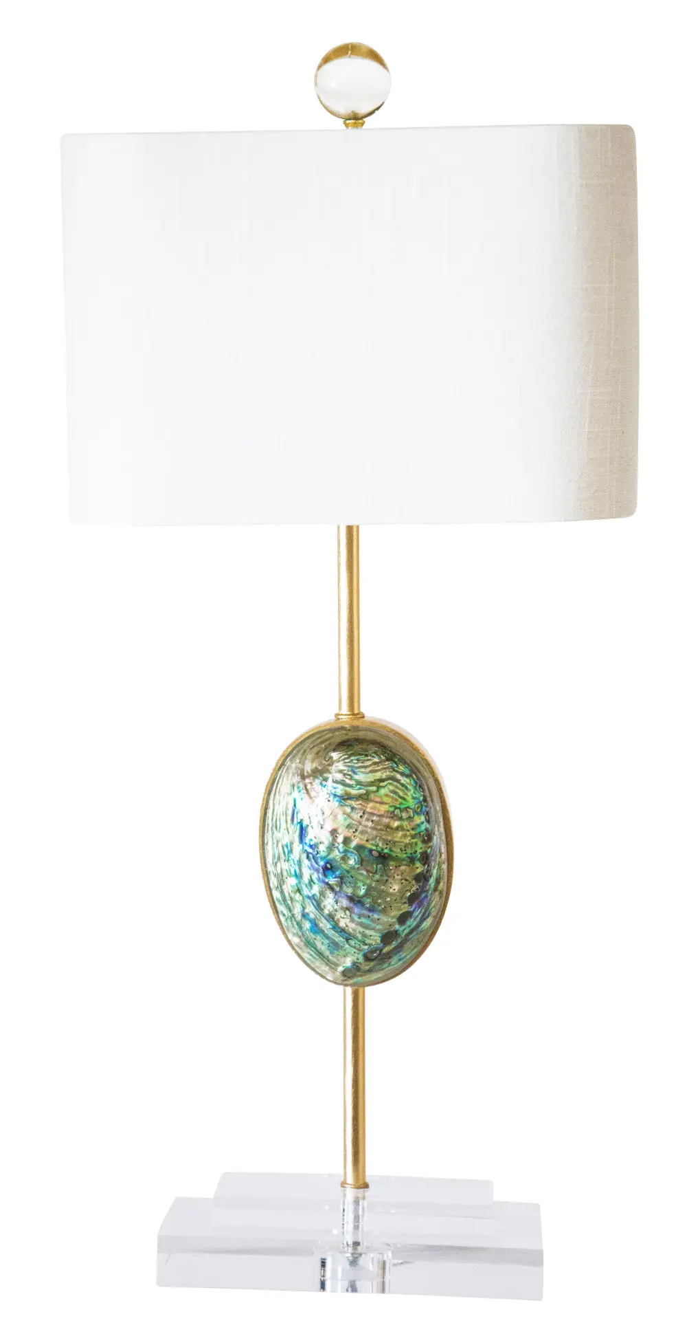 Green Abalone Shell, Optic Crystal, Gold Leaf Table Lamp-1