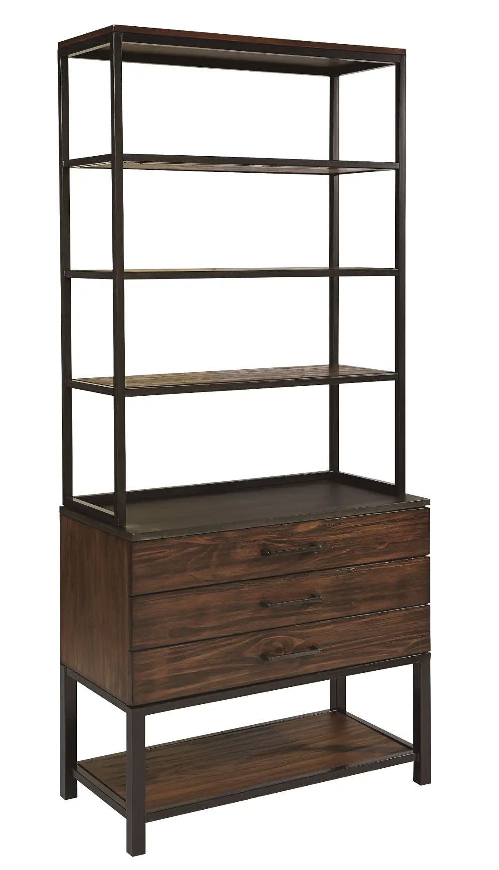 Magnolia Home Furniture Framework Deck and Hutch - Black Metal and Milk Crate Finish-1