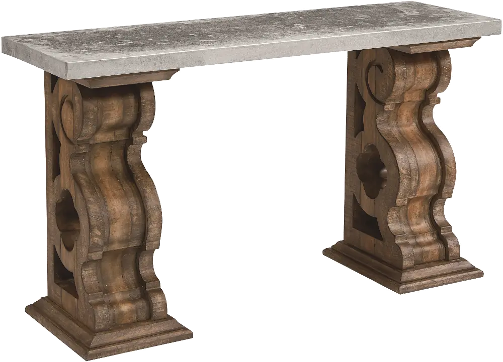 Magnolia Home Furniture Double Pedestal Hall Table - Shop Floor and Zinc Metal-1