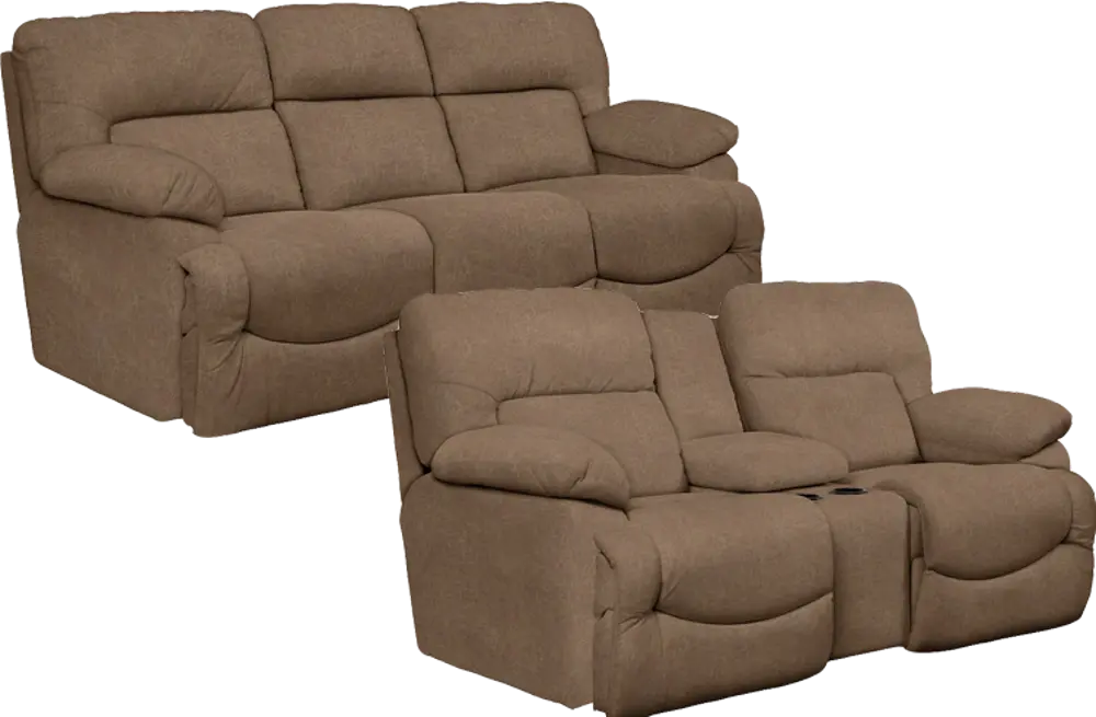 2PC/711D143068/MSOLV Chocolate Brown La-Z-Time Manual Full Reclining Sofa & Loveseat - Asher-1