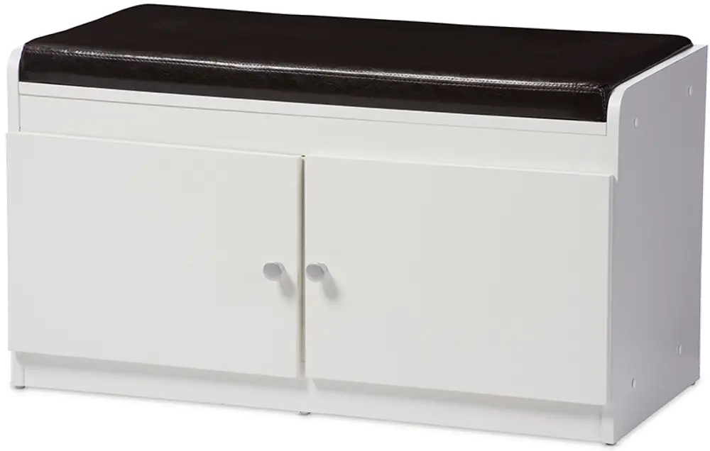 6476-RCW White Shoe Cabinet Seating Bench - Margaret-1