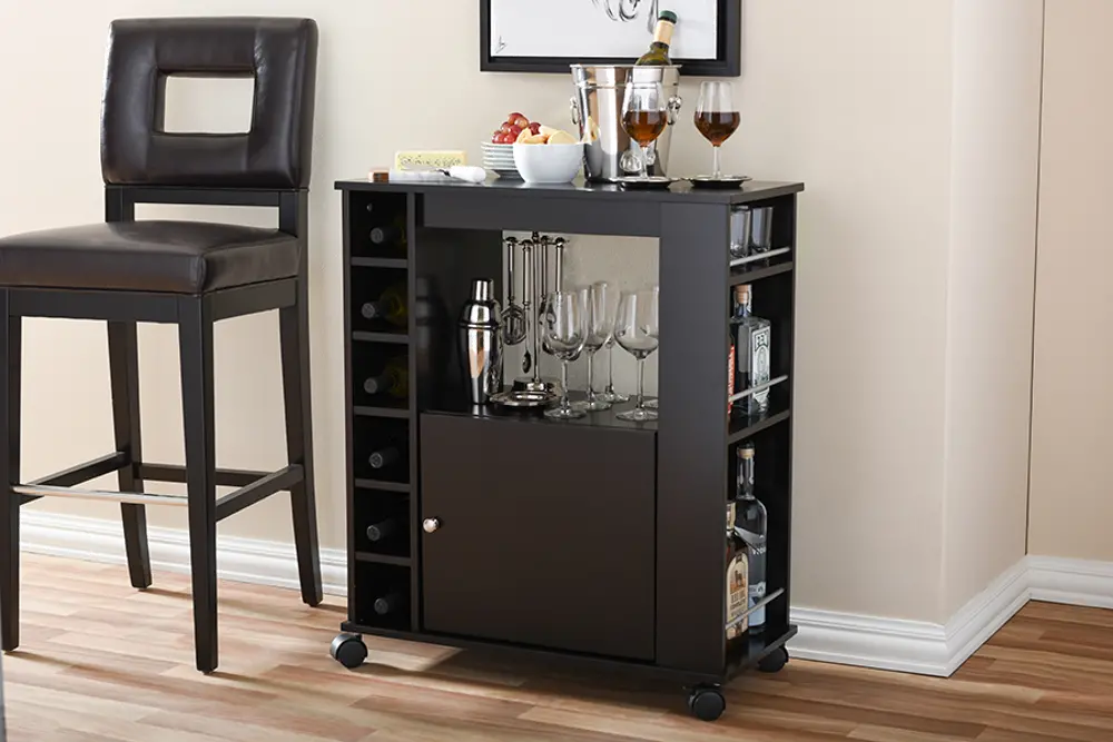 6633-RCW Dark Brown Dry Bar and Wine Cabinet - Ontario-1