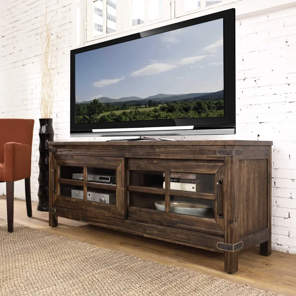 64 Inch Rustic Walnut TV Stand - New Castle-1