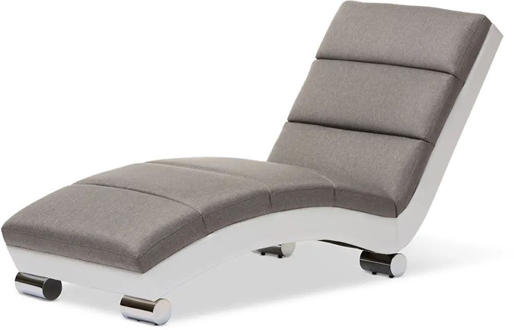 6830-RCW Gray and White Chaise Lounge - Percy-1