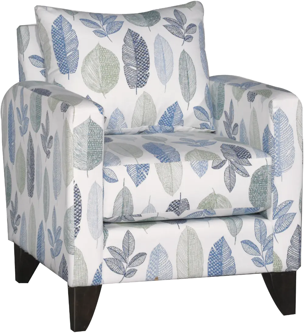Bryn Blue and White Leaf Accent Chair-1