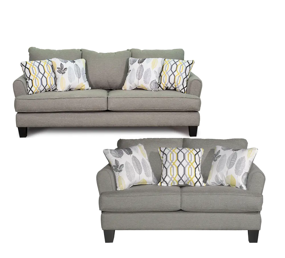 Contemporary Stone Gray 2 Piece Living Room Set - Bryn-1