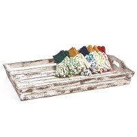 Distressed White Wooden Rectangular Tray | RC Willey 
