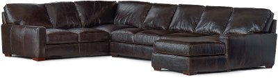 Brown Contemporary 4 Piece Leather, Leather Sectional Sofas