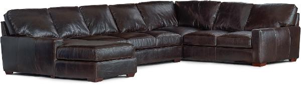 4 Piece U Shaped Leather Sectional, Contemporary Leather Sectional