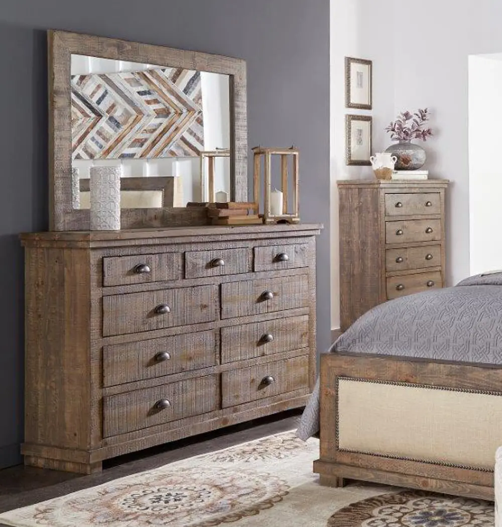 Willow Gray Solid Pine Dresser-1
