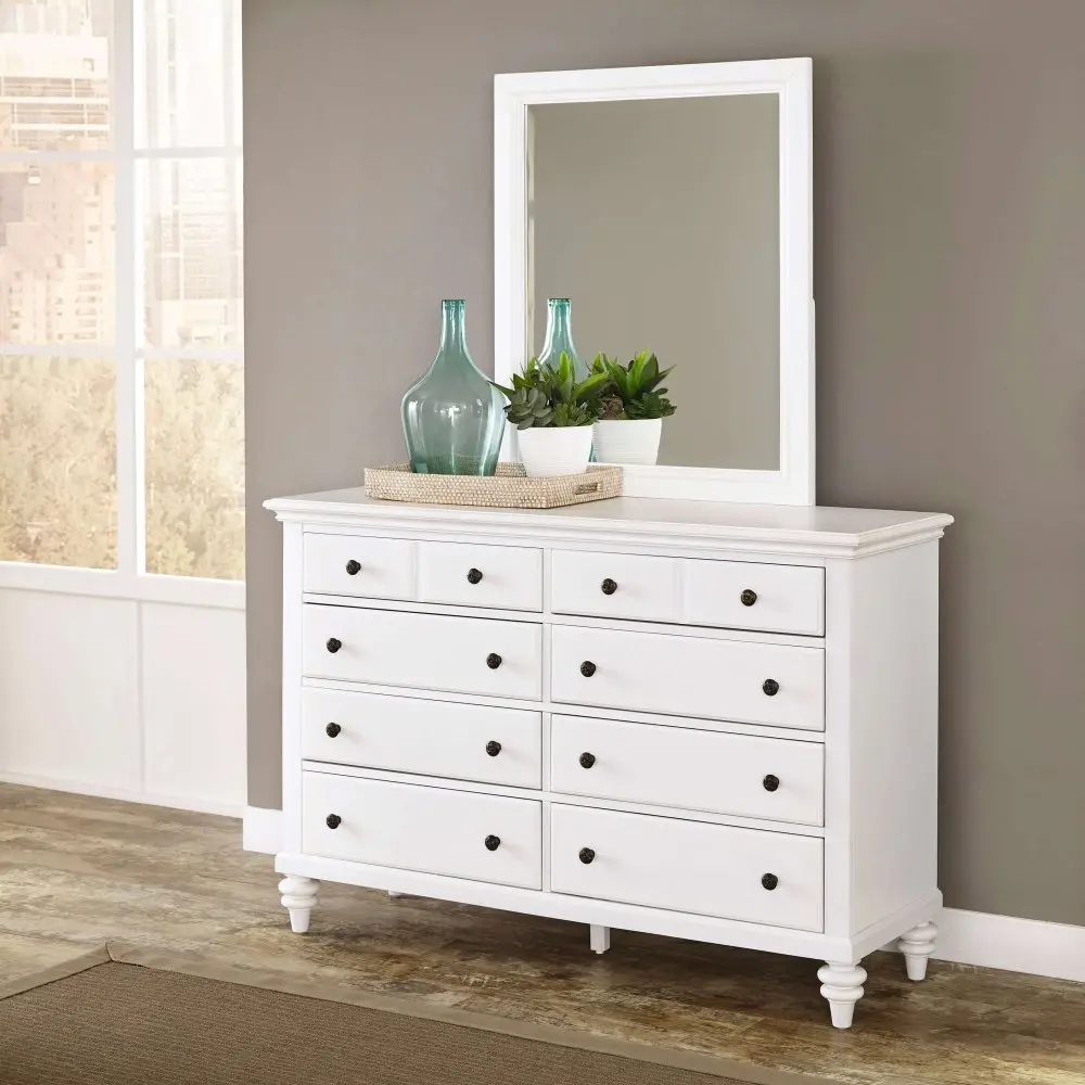 5543-74 White 6-Drawer Dresser & Mirror - Bermuda -1