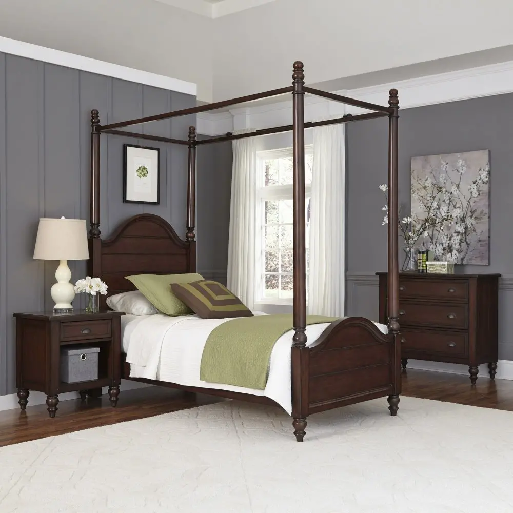 5522-4102 Bourbon 3 Piece Twin Canopy Bedroom Set - Country Comfort-1