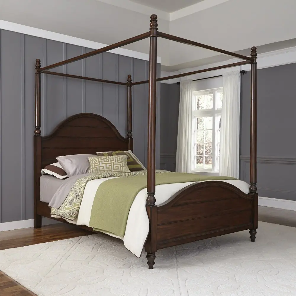 5522-510 Mahogany Queen Canopy Bed - Country Comfort -1