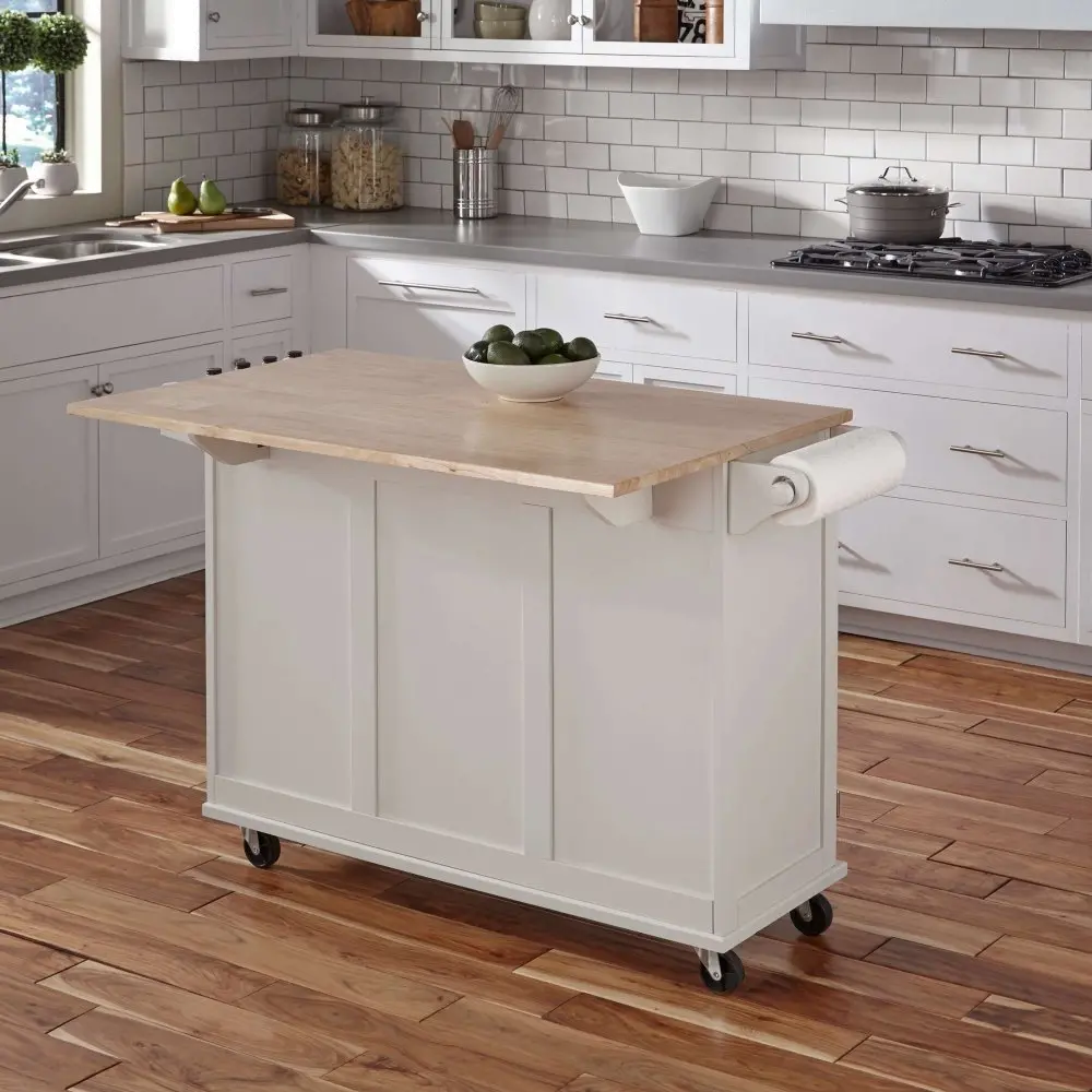 White Wood Top Kitchen Cart - Liberty