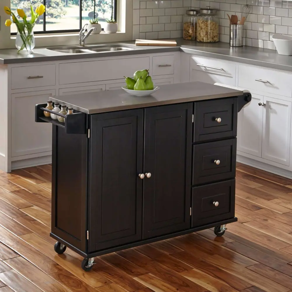 4513-95 Black Stainless Top Kitchen Cart - Liberty -1